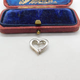 Sterling Silver Heart with Diamond Paste Charm Pendant Vintage c1970