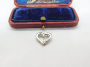 Sterling Silver Heart with Diamond Paste Charm Pendant Vintage c1970