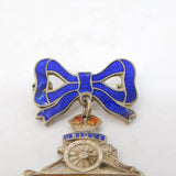 Sterling Silver Blue Enamel Royal Artillery Sweetheart Brooch Antique c1940