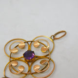 Edwardian 9ct Rose Gold & Amethyst Lavalier Drop Pendant Antique c1910