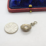 Sterling Silver Ribbon Pattern Drop Charm Pendant Vintage c1970