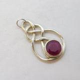 Sterling Silver Earth-Mined Ruby Set Charm Pendant Vintage c1970s