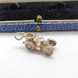 Sterling Silver Old School Motor Car Charm Pendant Vintage c1970