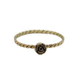 Sterling Silver Rose Flower Twisted Band Stacking Ring Modern c2000 Size Q