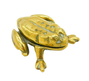 Victorian Cast Brass Novelty Frog Form Trinket or Snuff Box Antique c1860