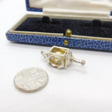 Sterling Silver Traditional Oil Lamp with Pearl Charm Pendant Vintage c1970