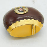 Victorian 15ct Gold & Tudor Noble Enamel Mounted Nut Vesta Case Antique 1880s