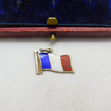 Sterling Silver & Enamel French Flag Charm Pendant Antique c1920 Art Deco