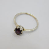 Sterling Silver Faceted Garnet Solitaire Dress Ring Vintage c1970 Size Q 1/2