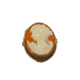 Continental .800 Silver & Gilt Carved Cameo Oval Brooch Or Pendant Vintage c1970