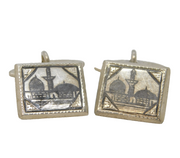 19th Century Middle Eastern Sterling Silver Niello Enamel Shirt Cufflinks