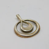Sterling Silver Large Modernist Oval & Drop Shape Charm Pendant Vintage c1970