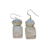 Pair of Sterling Silver Mexican Chunky 4 Moonstone Drop Earrings Vintage c1990