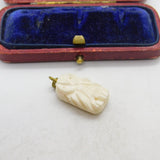 Ceramic Owl Gilt Metal Charm Pendant Vintage c1970