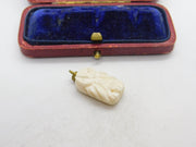 Ceramic Owl Gilt Metal Charm Pendant Vintage c1970