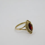 Sterling Silver Faceted Garnet Deco Style Dress Ring Vintage c1980's Size K 1/2