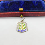 Sterling Silver and Enamel Abingdon Travel Shield Charm Pendant Vintage c1970