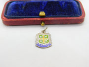 Sterling Silver and Enamel Abingdon Travel Shield Charm Pendant Vintage c1970