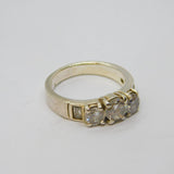 Sterling Silver Crystal Paste Dress Band Ring Vintage c1970 Size P