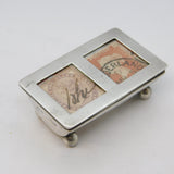 Edwardian Sterling Silver Double-Part Stamp Box Antique 1906 Birmingham