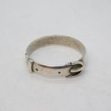 Victorian Sterling Silver Buckle Sweetheart Ring Antique c1890s Size L UK