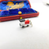 Sterling Silver Enamel Steam Engine Train Charm Pendant Vintage c1970