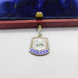 Sterling Silver & Enamel Derby Shield Charm Pendant Vintage c1970