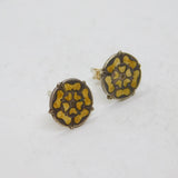 Pair of Sterling Silver Enamel Tudor Rose Stud Earrings Vintage c1970