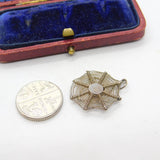 Sterling Silver Spider in her Web Charm Pendant Vintage c1970