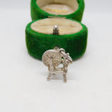Sterling Silver Spinning Wheel Charm Pendant Vintage c1970