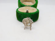 Sterling Silver Spinning Wheel Charm Pendant Vintage c1970