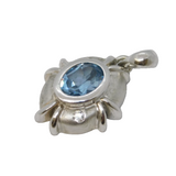 Sterling Silver Topaz & Spinel Drop Charm Pendant Vintage c1970