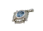 Sterling Silver Topaz & Spinel Drop Charm Pendant Vintage c1970