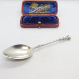 French .800 Grade Silver & Colourful Enamel Cannes Crest Spoon Antique