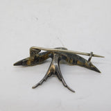 19th Century Sterling Silver Paste Set Swallow Sweetheart Brooch Antique