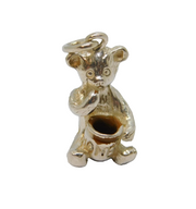 Sterling Silver Bear With Honey Pot Charm Pendant Vintage c1970