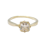 Sterling Silver Faceted Crystal Solitaire Dress Ring Modern c2000 Size P 1/2