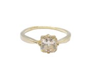 Sterling Silver Faceted Crystal Solitaire Dress Ring Modern c2000 Size P 1/2
