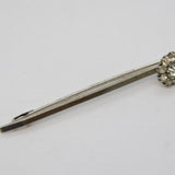 Art Deco Sterling Silver & Sparkling Paste Set Floral Bar Brooch Antique c1920s