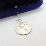 Sterling Silver French 50 Centimes Charm Pendant Antique 1916 WW1