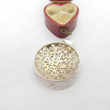 Sterling Silver Ornate Swirl Pattern Floral Drop Pendant Vintage c1970