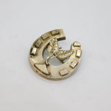 Victorian Sterling Silver Lucky Horseshoe & Foliage Brooch Pin Antique c1880s