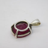 Sterling Silver Large Synthetic Ruby Drop Charm Pendant Vintage c1970