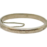 Sterling Silver Floral Pattern Hinged Bangle Bracelet Vintage 1966 Birmingham