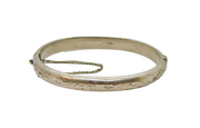 Sterling Silver Floral Pattern Hinged Bangle Bracelet Vintage 1966 Birmingham