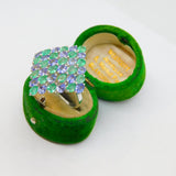 Sterling Silver Tanzanite & Emerald Statement Band Ring Vintage c1990 Size S
