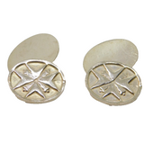 Pair Of Sterling Silver Maltese Cross Oval Gents Cufflinks Vintage c1970