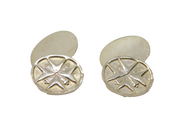 Pair Of Sterling Silver Maltese Cross Oval Gents Cufflinks Vintage c1970