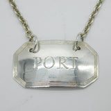 Sterling Silver Lined Pattern Port Decanter Label Vintage 1977 London