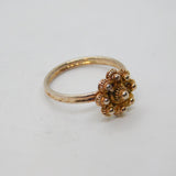Sterling Silver Rose-Gold Gilt Eastern Floral Style Ring Modern c2000 Size O